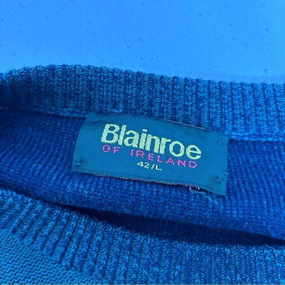Blainroe Ireland Men's Wool Cotton Sweater Geometric VTG 42/L - Picture 5 of 8